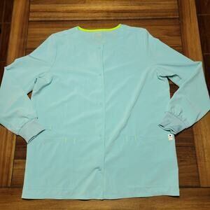 Scrub Star Lite Blue Full Snap LS Scrub Jacket - Size Medium